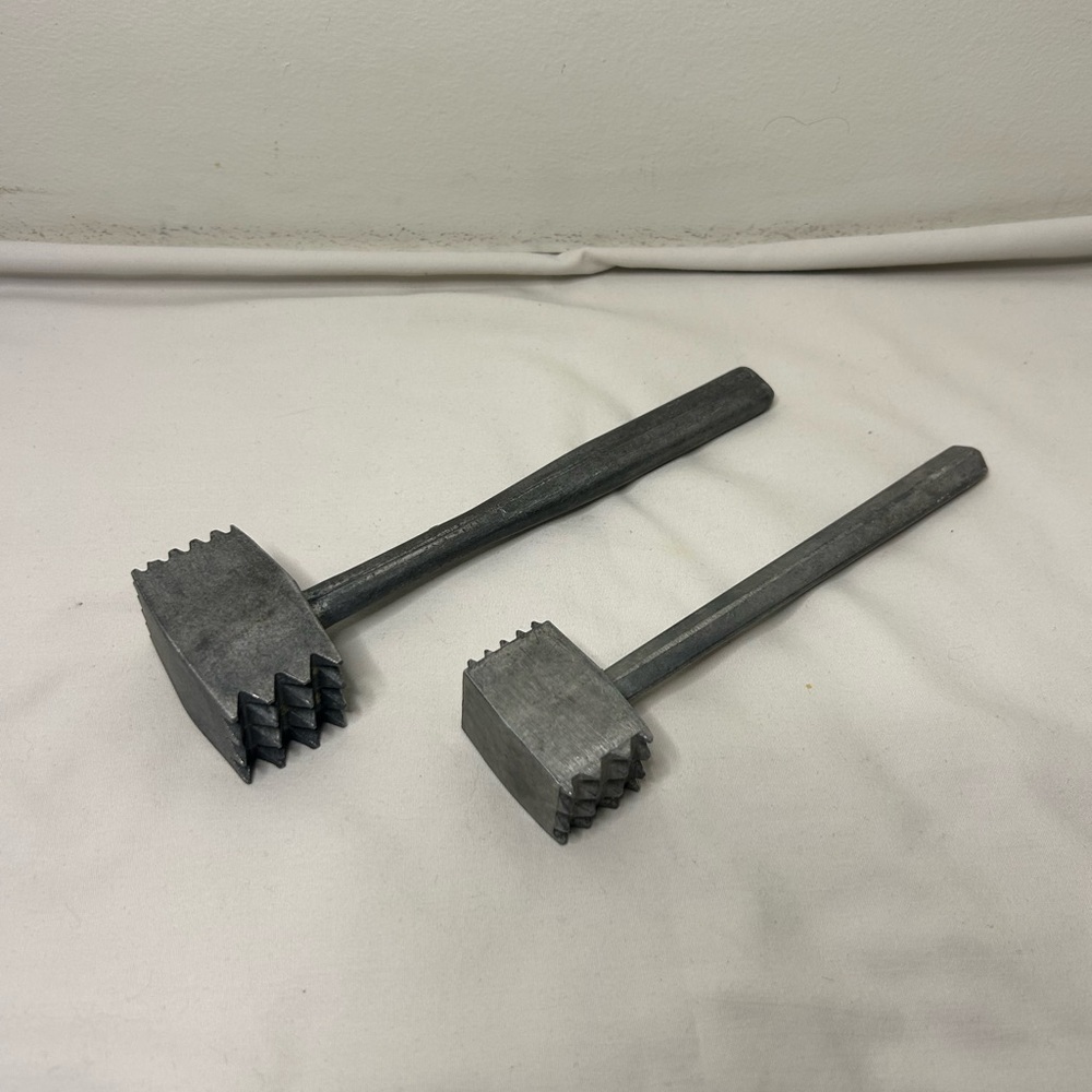 Vintage Cast Aluminum Meat Tenderizer Mallet Double Sided Set Of 2